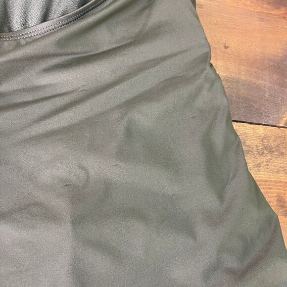 Lauren Ralph Lauren High-Neck One-Piece Olive Green Ruched Women's 16 - Picture 12 of 13